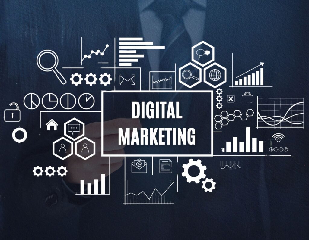 Visual Tech Institute's growth plan and data analysis are displayed in this banner for a professional digital marketing course